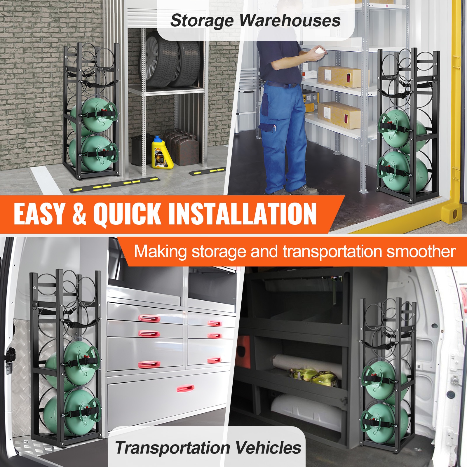 Refrigerant Tank Rack, With 2 X 30lbs And Other 3 Small Bottle Tanks, Cylinder Tank Rack 12.79x12.99x47.12 In, Refrigerant Cylinder Rack And Holders For Freon, Gases, Oxygen, Nitrogen_maomaolike.com